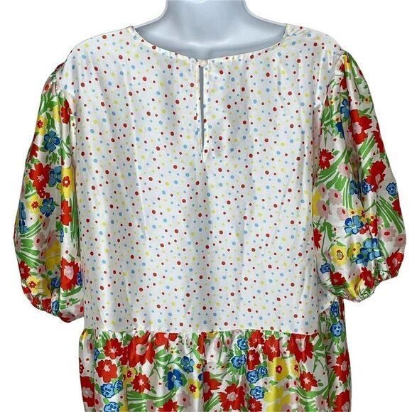 twisted Wunder Plus London Smock Midi dress 16 Mixed Patchwork Floral Dots - Picture 9 of 11